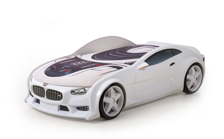 Кровать-машина объемная NEO "БМВ" белая Кровать-машина объемная NEO "БМВ" белая