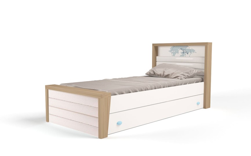 Кровать №2 с мягким изножьем MIX OCEAN (голубой или кремовый)