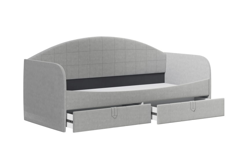 Кровать - диван Алиса мягкая, серый шелк