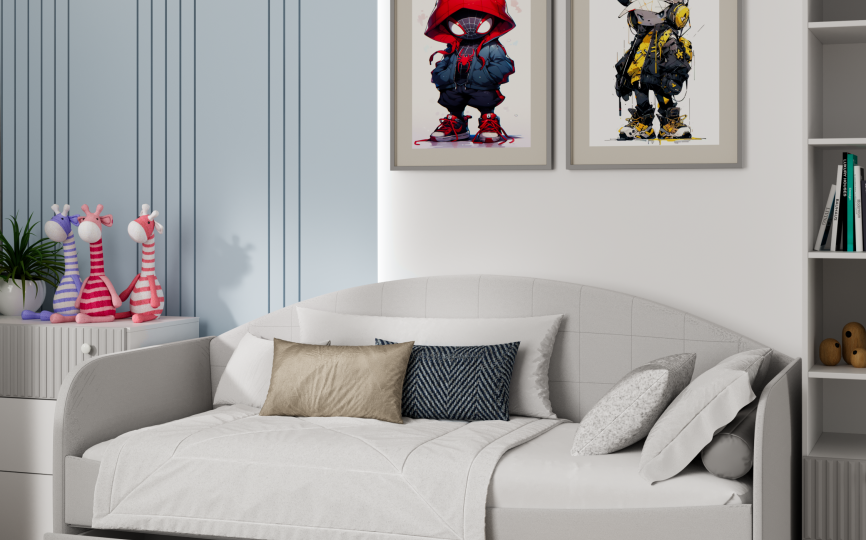 Кровать - диван Алиса мягкая, серый шелк