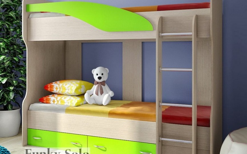 Детская двухъярусная кровать, 200х80см "Фанки Соло 4" 
