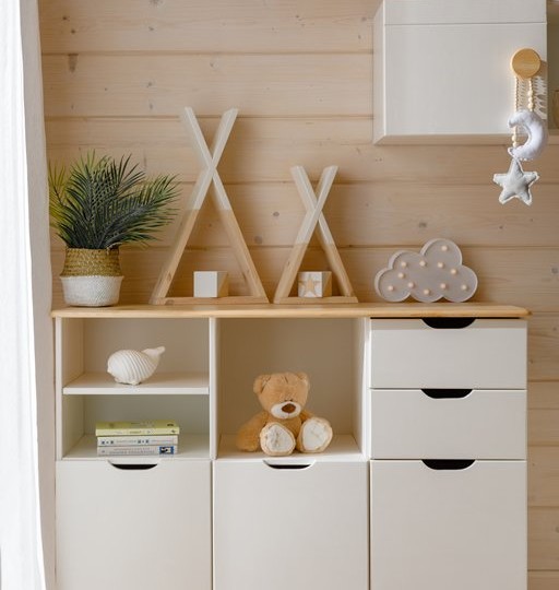 Комод комбинированный, 3 полки Тимберика Кидс №20 на ножках Комод комбинированный, 3 полки Тимберика Кидс №20 на ножках