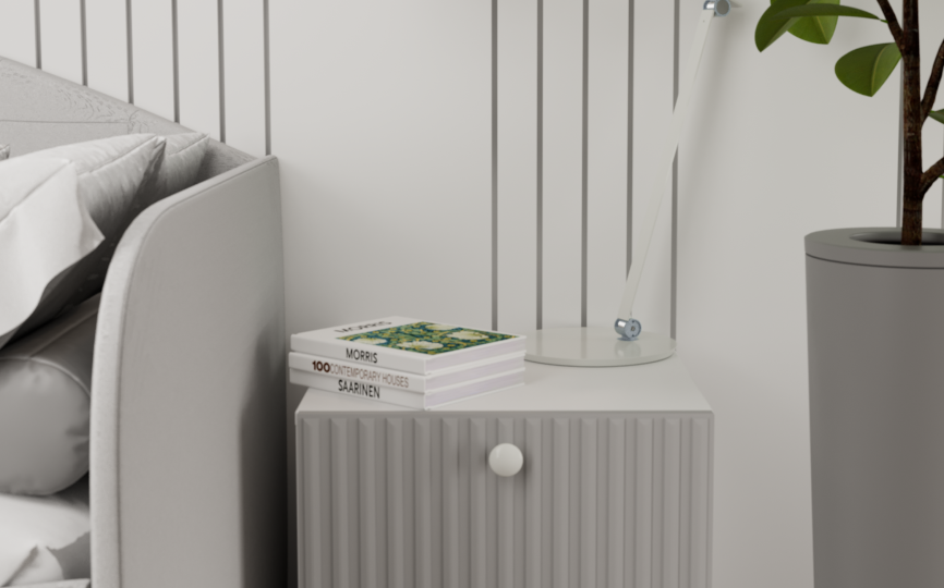 Тумба прикроватная Алиса, серый шелк