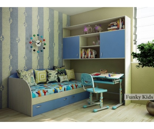 Кровать детская 13/7 СВ + мост надкроватный 13/62 СВ Фанки Кидз + парта фанки деск