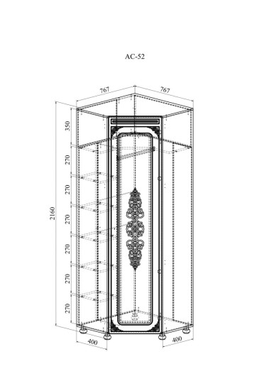 Шкаф угловой Ассоль АС-52K с зеркалом