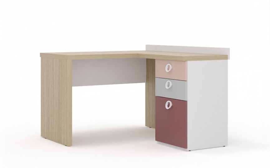 Стол прямой с угловым модулем Смарти Пинк