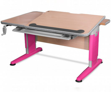 Парта Mealux Dertoit (BD-320) NT/R-L - столешница клен / ножки розовые
