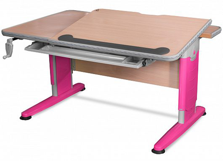 Парта Mealux Dertoit (BD-320) NT/R-L - столешница клен / ножки розовые