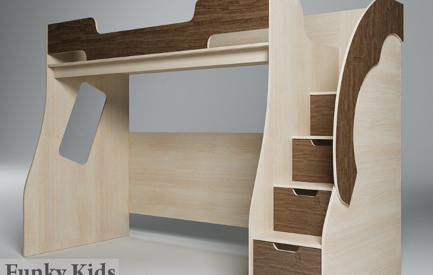 Кровать чердак  23/1 +со шкафом 23/4 + шкаф 23/5 + стол 23/3  Фанки Кидз.