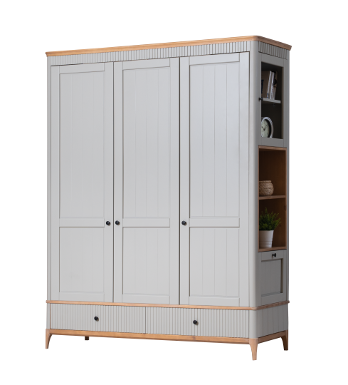 Шкаф Грета №3 трехдверный с ящиками и боковыми полками