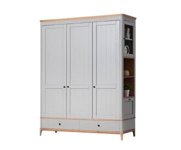 Шкаф Грета №3 трехдверный с ящиками и боковыми полками