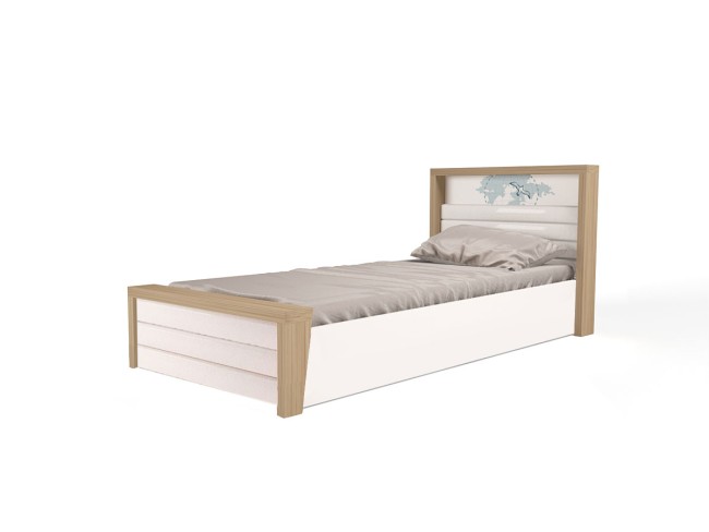 Кровать №6 с подъемным механизмом, с мягким изножьем MIX OCEAN (голубой или кремовый)