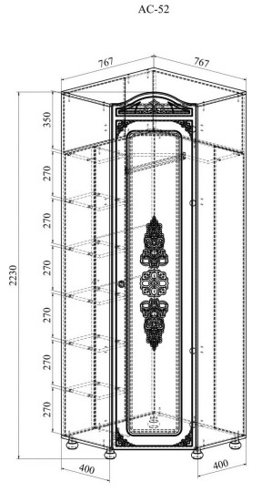 Шкаф угловой Ассоль АС-521К (c короной)