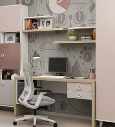 Стол прямой с ящиками Смарти Пинк 