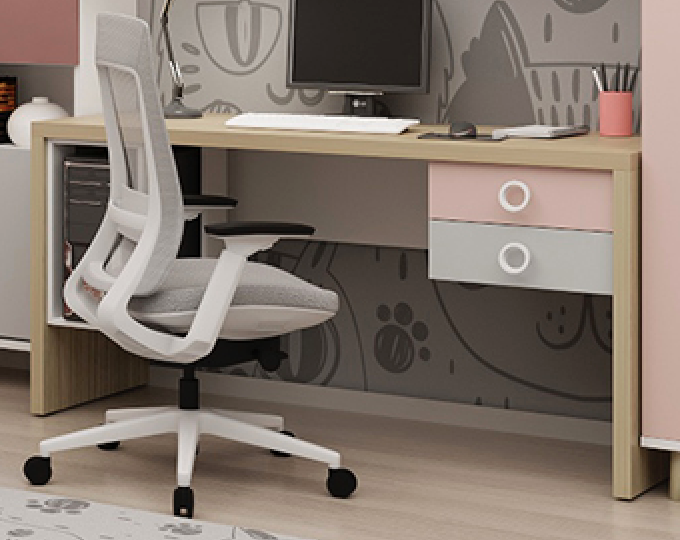 Стол прямой с ящиками Смарти Пинк 