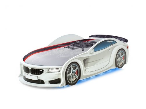 Кровать-машина "БМВ-М" белая