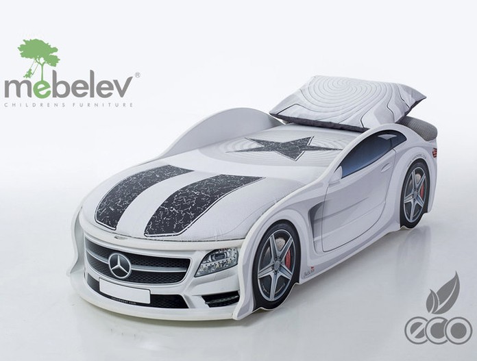 Кровать-машина "БМВ-М" белая