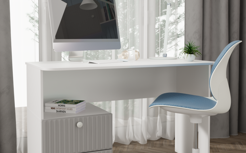 Стол письменный Алиса с ящиками, серый шелк Стол письменный Алиса с ящиками, серый шелк