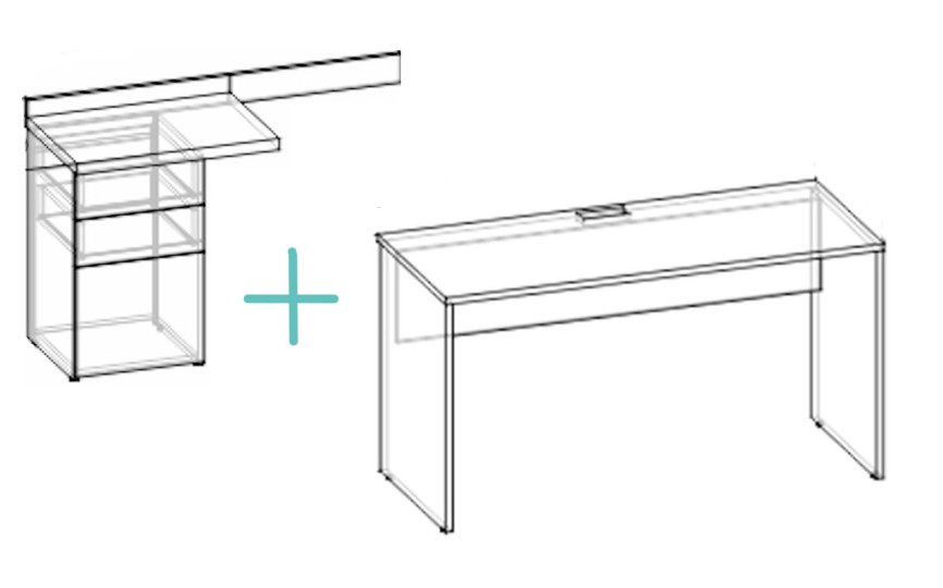Стол прямой с угловым модулем Флора