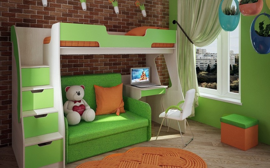 Кровать чердак с нишей  23/1 Фанки Кидз.