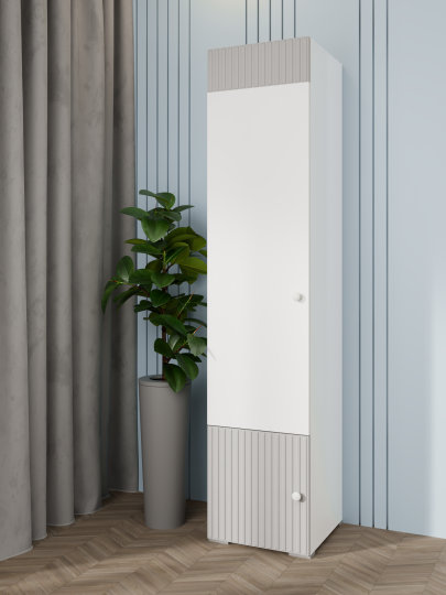 Шкаф однодверный Алиса платяной, серый шелк