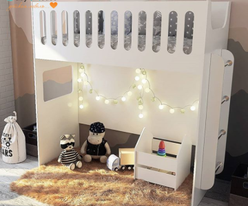 Кровать чердак с нишей и высоким бортиком ДС-27