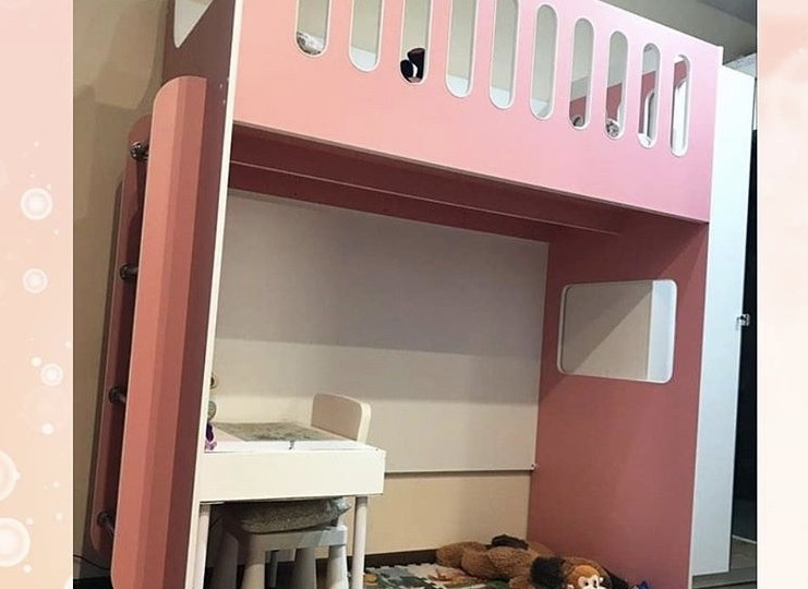 Кровать чердак с нишей и высоким бортиком ДС-27