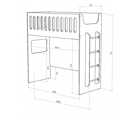 Кровать чердак с нишей и высоким бортиком ДС-27