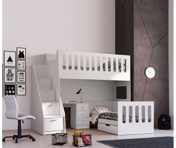 Кровать чердак с нишей и высоким бортиком ДС-27