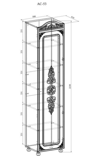 Шкаф Ассоль АС-53К с зеркалом (с короной)