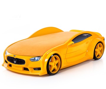 Кровать-машина объемная NEO "Мазерати" желтая