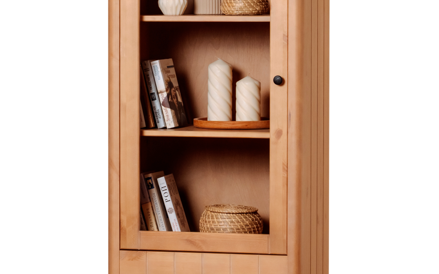 Шкаф книжный Грета №6 однодверный низкий застекленный с двумя ящиками