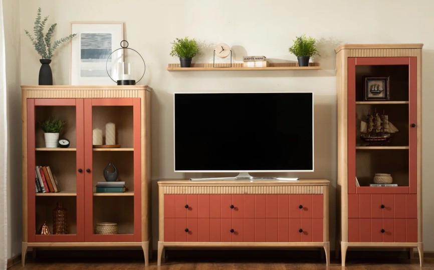 Шкаф книжный Грета №6 однодверный низкий застекленный с двумя ящиками