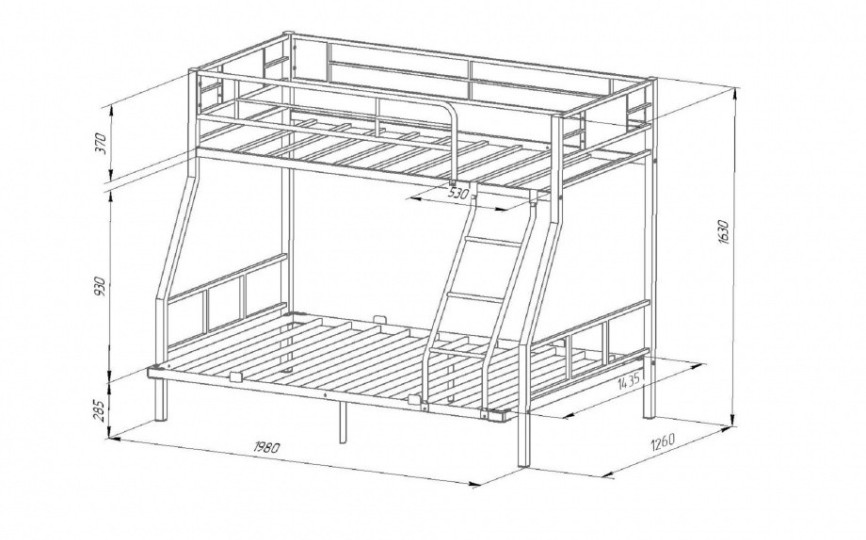 Двухъярусная кровать Гранада- 1П  140