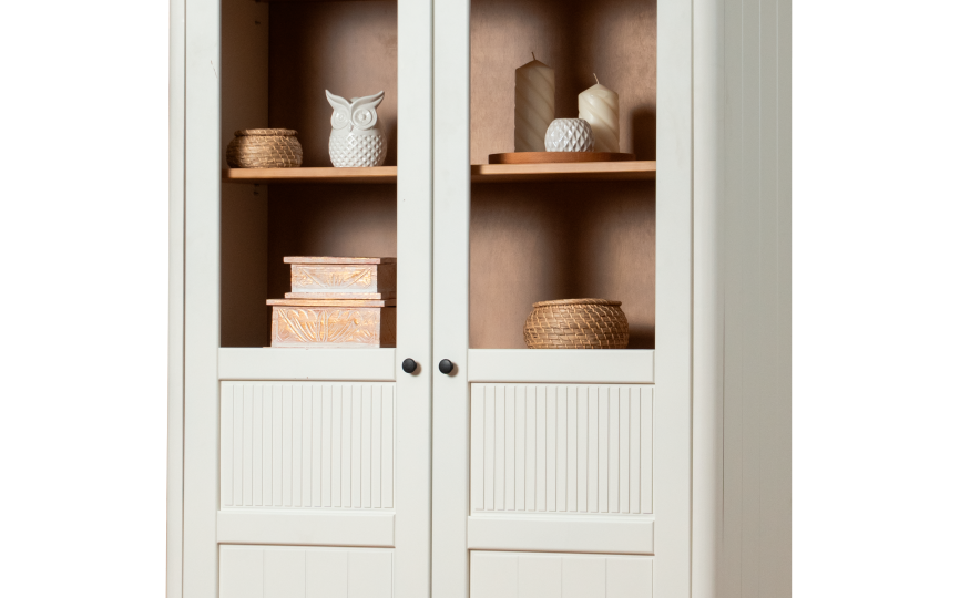 Шкаф книжный Грета №7 двухдверный, частично застекленный