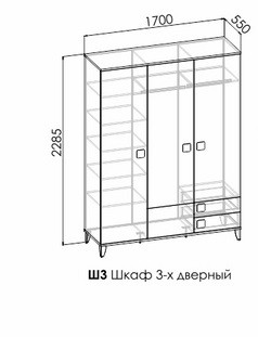 Шкаф трехстворчатый Ш3 "Димика"