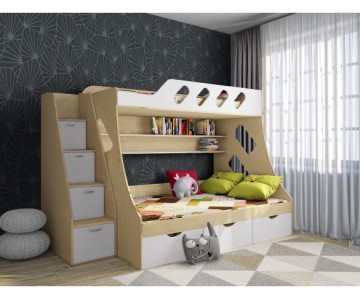 Двухъярусная кровать для девочек "Фанки Кидз 16" + лестница-комод 13/8 СВ Двухъярусная кровать для девочек "Фанки Кидз 16" + лестница-комод 13/8 СВ