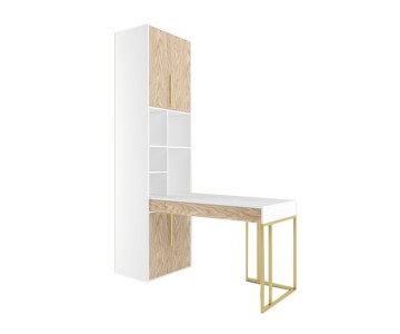 Стол письменный со стеллажом угловой Тури Белый
