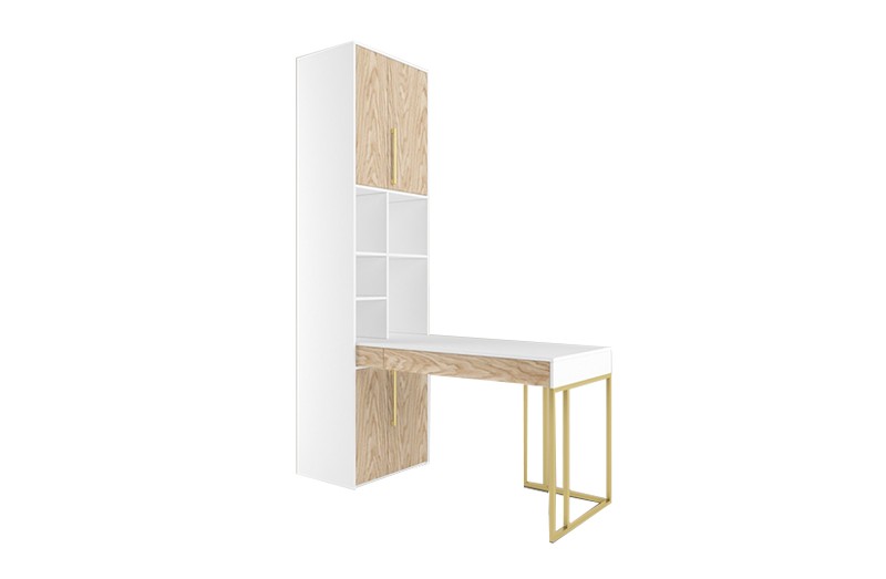 Стол письменный со стеллажом угловой Тури Белый Стол письменный со стеллажом угловой Тури Белый