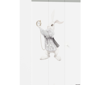 Шкаф трехдверный Алиса, штанга и полки, серый шелк