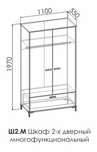 Шкаф 2-х дверный многофункциональный Либерти Блэк Ш2.М