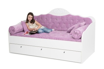 Диван-кровать "Princess" со стразами Swarovski для девочки с мягким изголовьем.