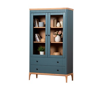 Шкаф книжный Грета №9, 10 двухдверный низкий застекленный с двумя ящиками