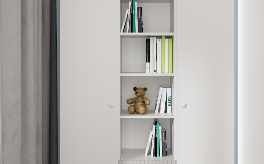 Шкаф трехдверный Алиса комбинированный, серый шелк