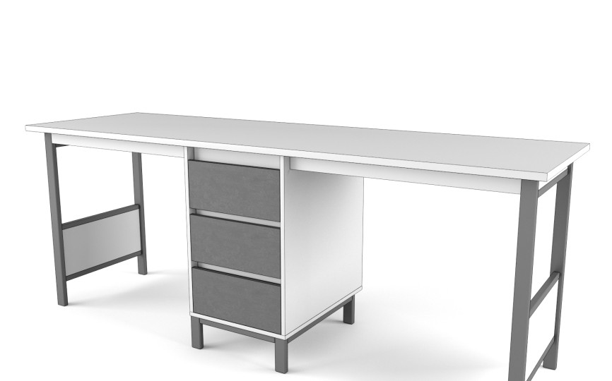 Стол на 2 рабочих места "Два плюс Два" (корпус белый)