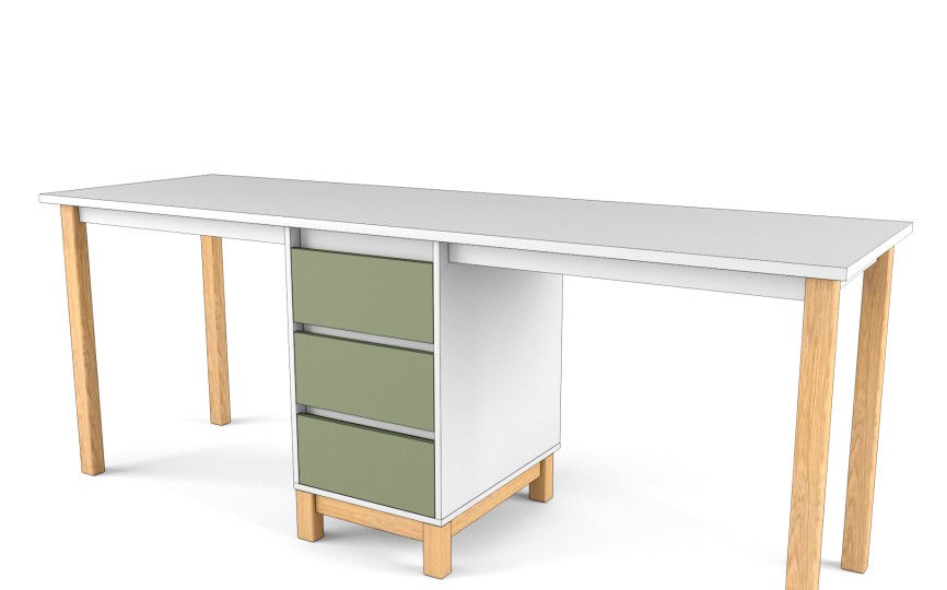 Стол на 2 рабочих места "Два плюс Два" (корпус белый)