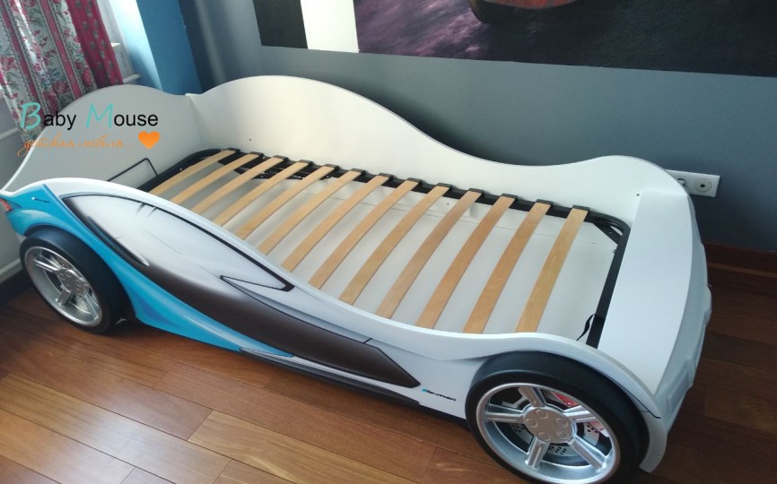 Кровать машина "La-Man" белая (спал.место 190х90 и 160х90см)