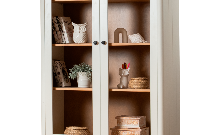 Шкаф книжный Грета №11 двухдверный застекленный с ящиком