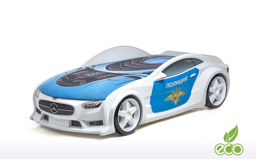 Кровать-машина объемная NEO "Мерседес" Полиция Кровать-машина объемная NEO "Мерседес" Полиция