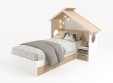 Кровать Домик белый с тумбой, без мягкой спинки 